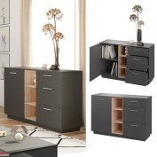 Vicco Kommode Highboard Anrichte Beatrice Anthrazit 3 Schubladen Sideboard Regal Vicco Kommode Highboard Anrichte Beatrice Anthrazit 3 Schubladen Sideboard Regal