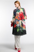 Longbluse, Blüten, A-Linie, Hemdkragen, 3/4-Arm Longbluse, Blüten, A-Linie, Hemdkragen, 3/4-Arm