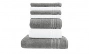Handtuch-Set Weiß-Anthrazit, 7-teilig Handtuch-Set Weiß-Anthrazit, 7-teilig