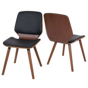 2x Esszimmerstuhl MCW-B16, Holz Bugholz Retro-Design Walnussoptik ~ Kunstleder schwarz 2x Esszimmerstuhl MCW-B16, Holz Bugholz Retro-Design Walnussoptik ~ Kunstleder schwarz