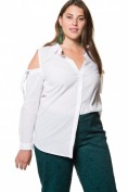 Hemdbluse, schulterfrei, Ärmelschleife, Hemdkragen, Langarm Hemdbluse, schulterfrei, Ärmelschleife, Hemdkragen, Langarm