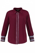 Hemdbluse, Zierpaspel, gerippte Streifenmanschetten Hemdbluse, Zierpaspel, gerippte Streifenmanschetten