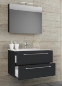 VCM 3-tlg. Waschplatz 80cm 2 Schubfächer | Mit Spiegelschrank Schwarz VCM 3-tlg. Waschplatz 80cm 2 Schubfächer | Mit Spiegelschrank Schwarz