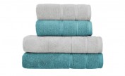 Handtuch-Set Silbergrau-Petrol, 4-teilig Handtuch-Set Silbergrau-Petrol, 4-teilig