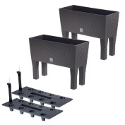 Powertec Garden Design-Pflanzkasten 2in1 in Rattanoptik anthrazit 2er Set Powertec Garden Design-Pflanzkasten 2in1 in Rattanoptik anthrazit 2er Set
