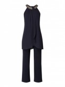 Vera Mont Jumpsuit mit Collierkragen - Dunkelblau Vera Mont Jumpsuit mit Collierkragen - Dunkelblau