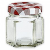 Einmachglas 100 ml Rot/Weiss De 6St Einmachglas 100 ml Rot/Weiss De 6St