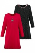 Bigshirts, 2er-Pack, Mädchenmotiv/ gepunktet Bigshirts, 2er-Pack, Mädchenmotiv/ gepunktet