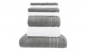 Handtuch-Set Weiß-Anthrazit, 7-teilig Handtuch-Set Weiß-Anthrazit, 7-teilig