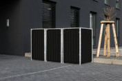 Hide Mülltonnenbox 240l Kunststoff, 3er Box, schwarz Hide Mülltonnenbox 240l Kunststoff, 3er Box, schwarz