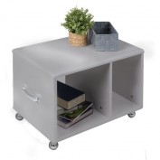 Miami Couchtisch/Universalcontainer mit Rollen und 2 Fächern, Autometallic Lackierung, chromfarbenes Miami Couchtisch/Universalcontainer mit Rollen und 2 Fächern, Autometallic Lackierung, chromfarbenes